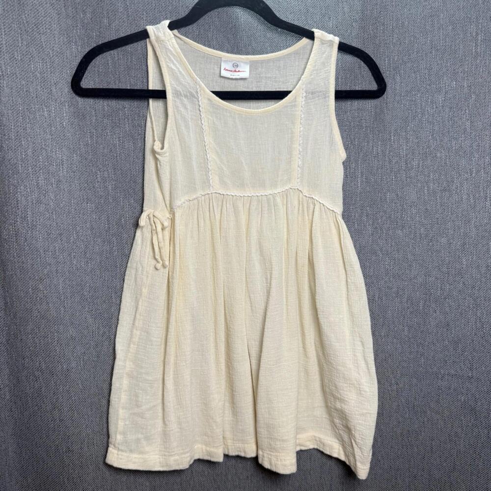 Hanna Andersson Size 8 Ivory Cream Sleeveless Cotton Boho Style Dress